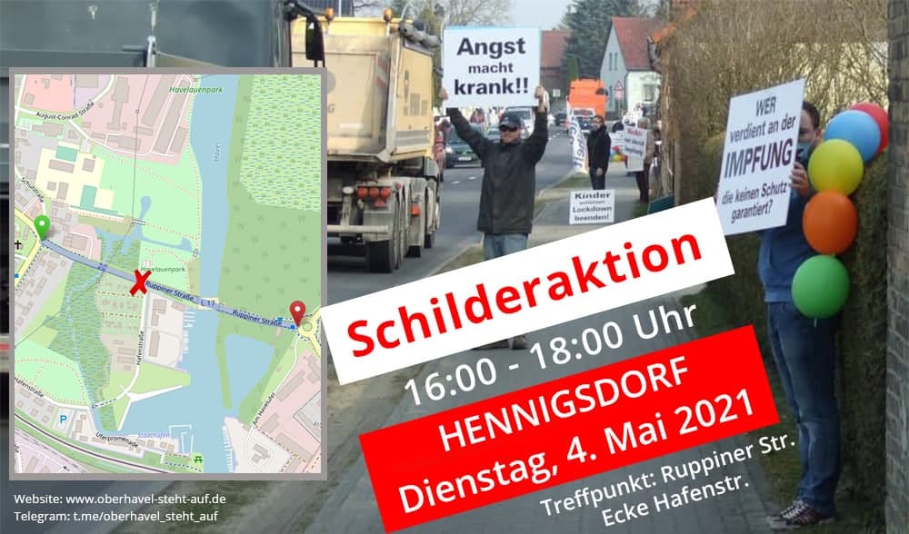 am 04.05.2021 Schilderaktion in Hennigsdorf