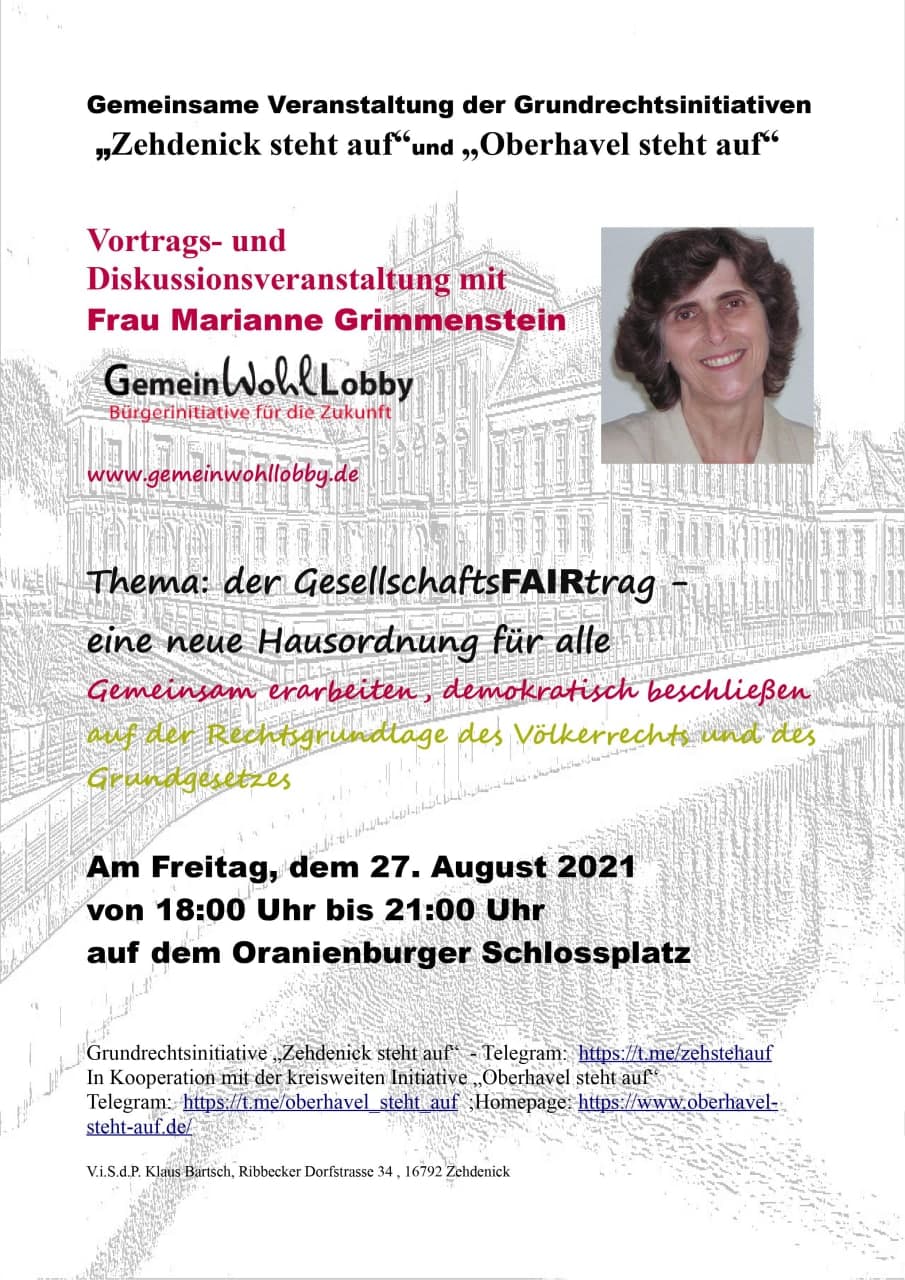 27.08.2021 Veranstaltung Gemeinwohllobby mit Marianne Grimmenstein