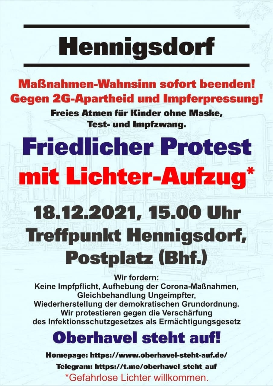 18.12.2021 Demonstration in Hennigsdorf