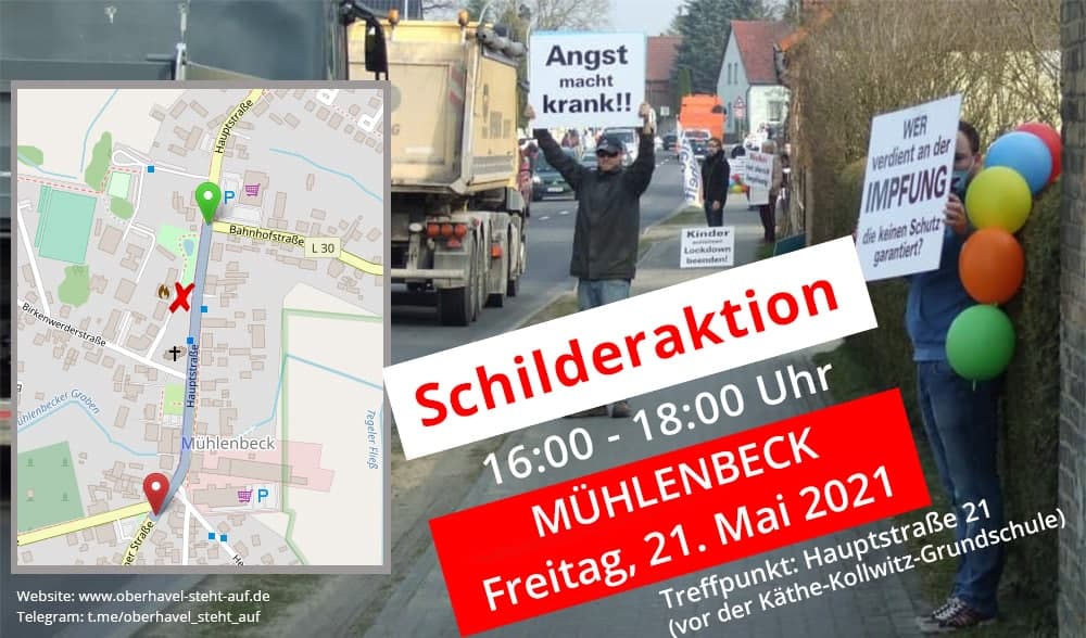 am 21.05.2021 Schilderaktion in Mühlenbeck